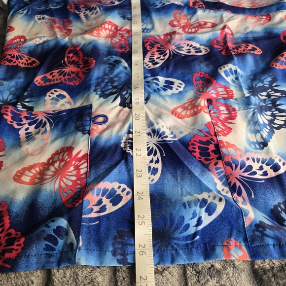 Women's Blue and Red Butterfly Print Top - Picture 2 of 4